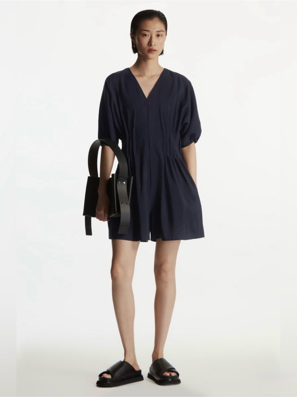 COS Black Pintuck Pleated Romper Size 8